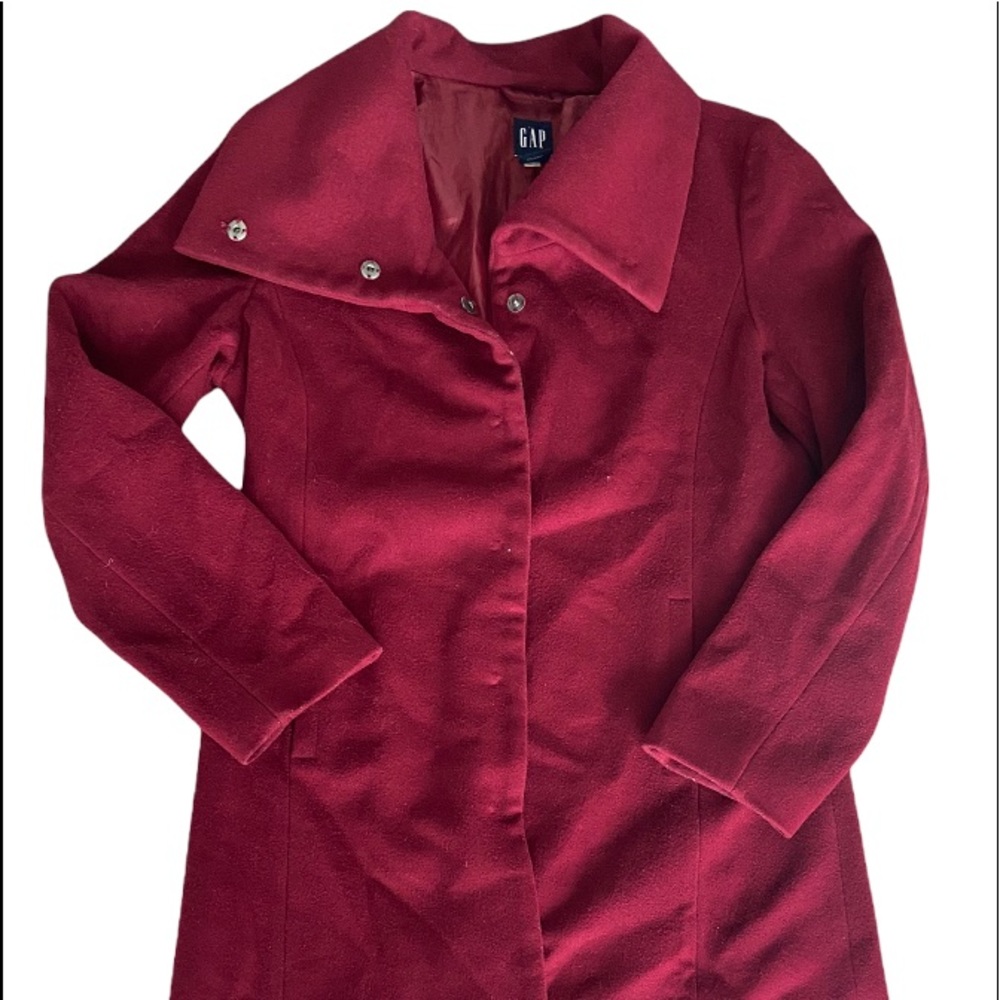 Gap Women's Cranberry Colored Wool Blend Peacoat Size M